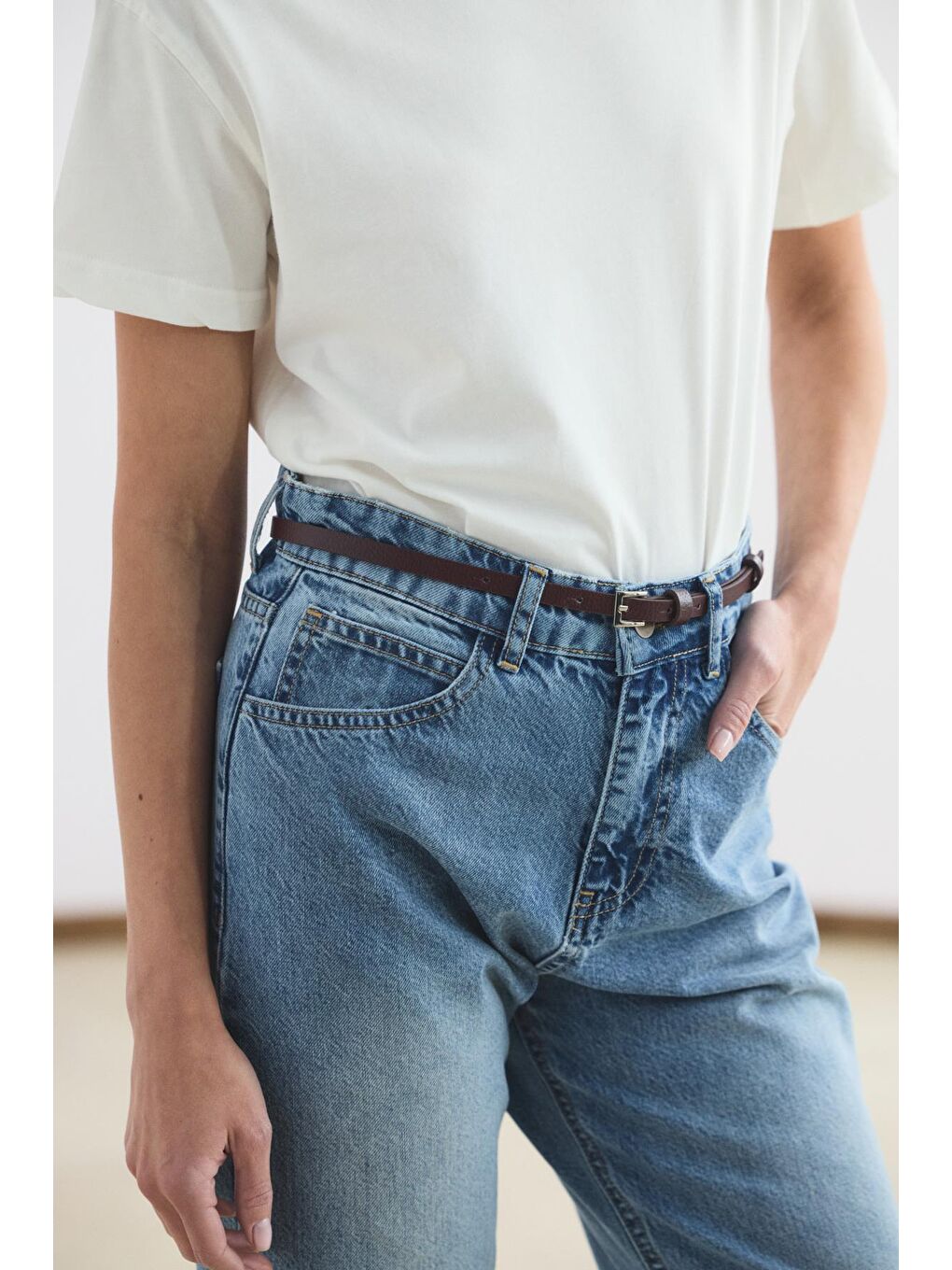 Yüksek Bel Düz Paça Jean Pantolon Açık Mavi-3