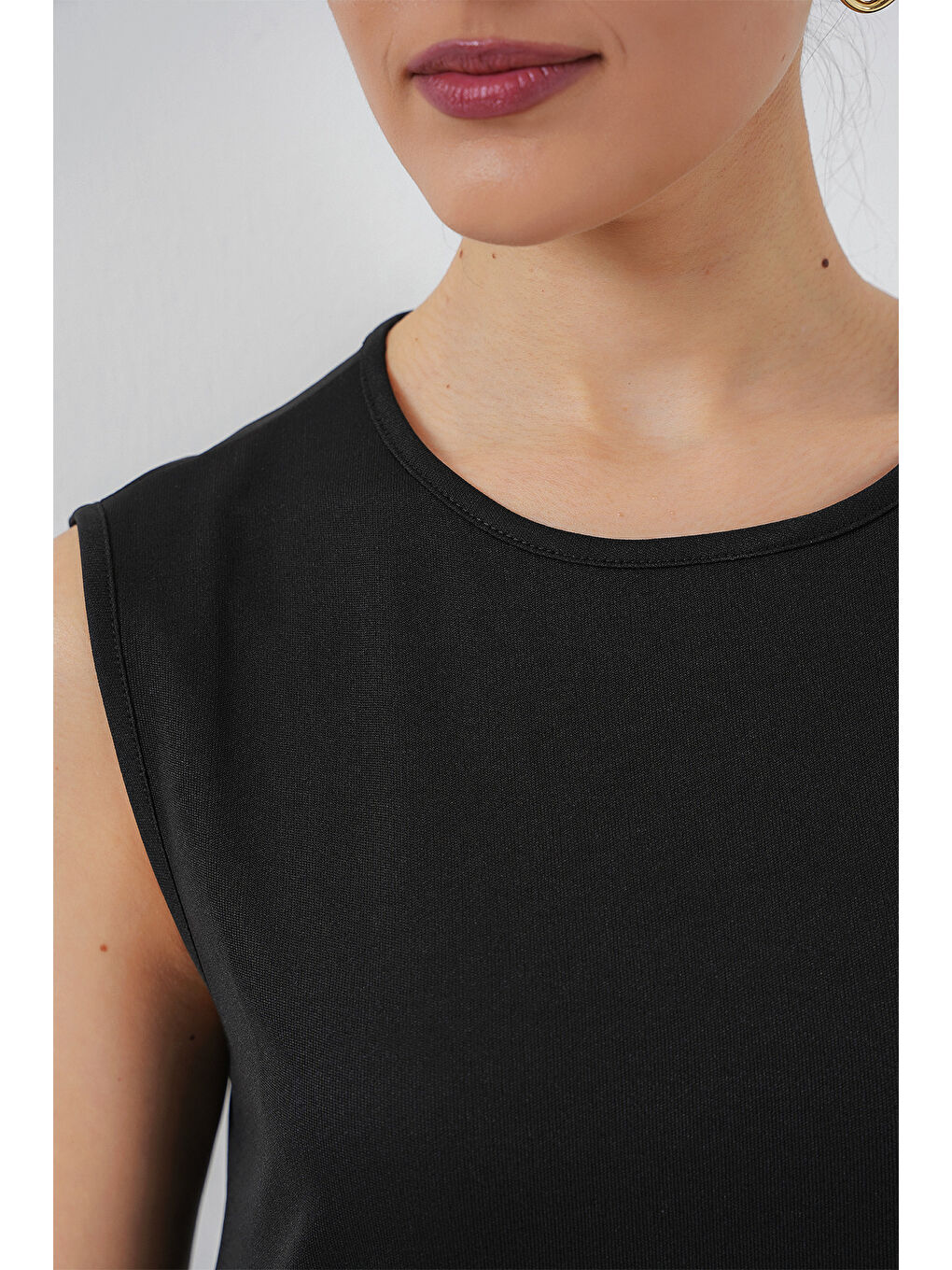 2536 Kolsuz Uzun Elbise Astarı İçlik Jüpon - Siyah-2