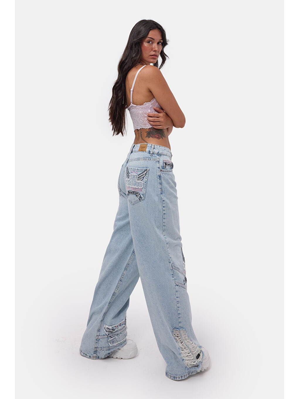 Mavi Kadın Ice 12s6-3 Süper Baggy Özel Nakışlı Tasarım Denim Jean-1