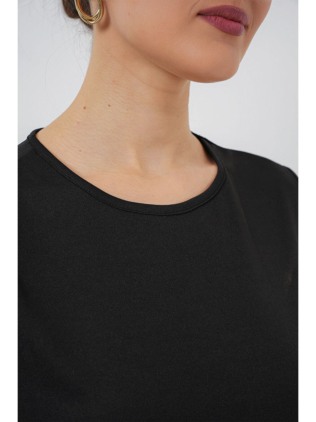 2535 Kolsuz Midi Elbise Astarı İçlik Jüpon - Siyah-3