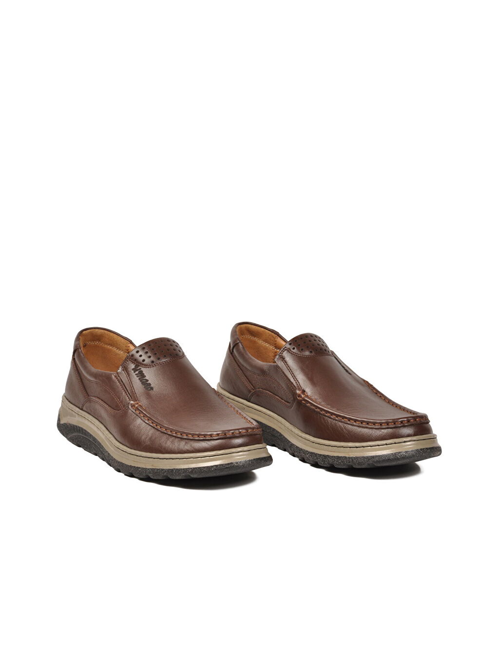 Kahverengi Kahve Bej Hakiki Deri Erkek Casual Ayakkabı 023 M-2