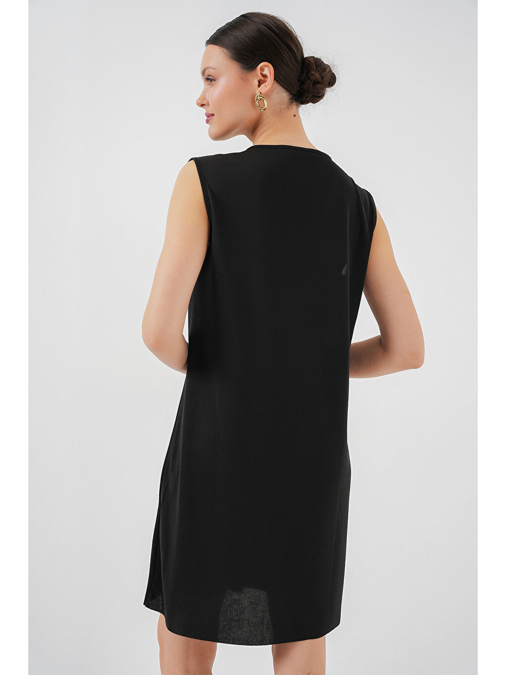 2535 Kolsuz Midi Elbise Astarı İçlik Jüpon - Siyah-4