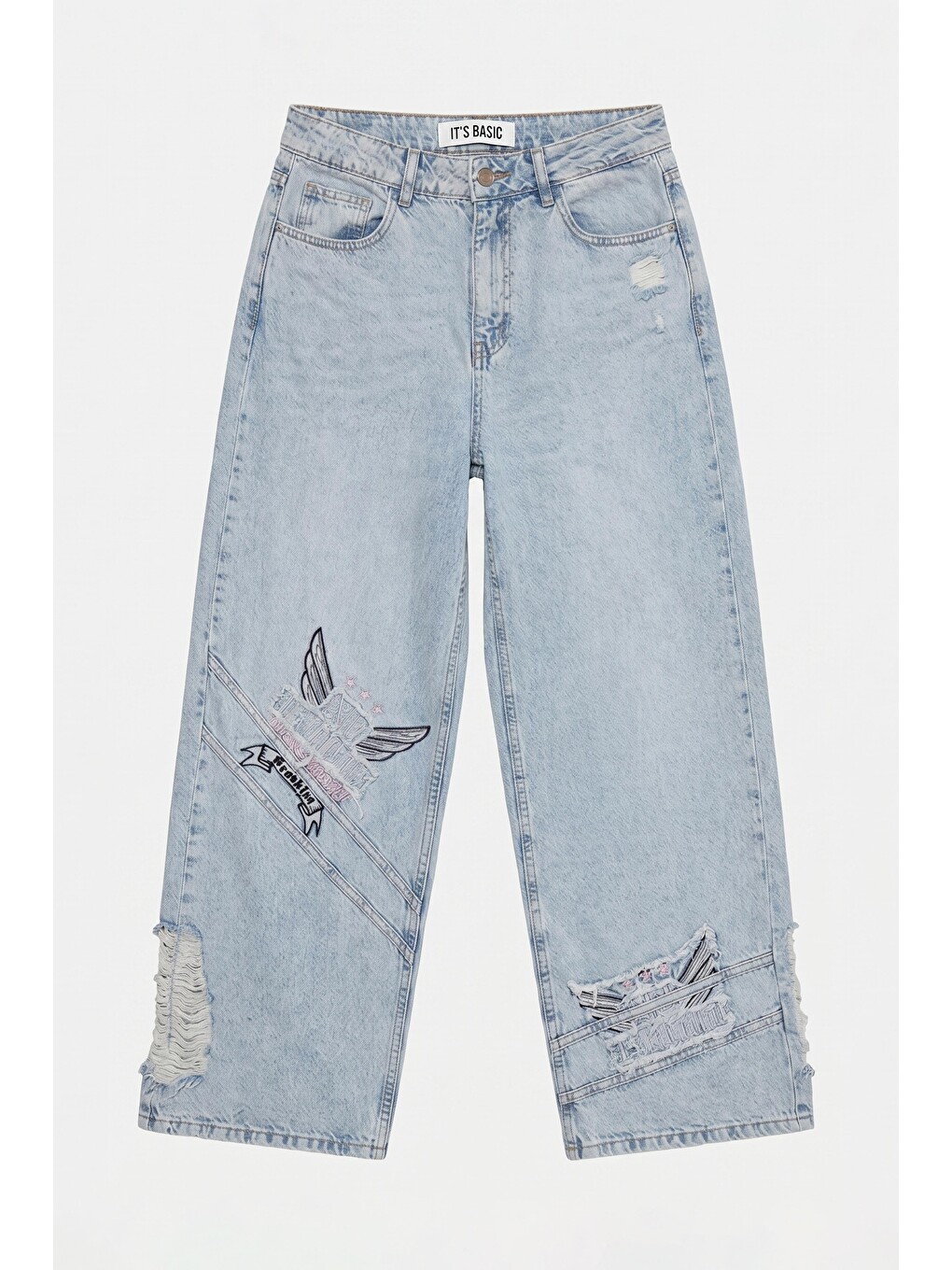Mavi Kadın Ice 12s6-3 Süper Baggy Özel Nakışlı Tasarım Denim Jean-3