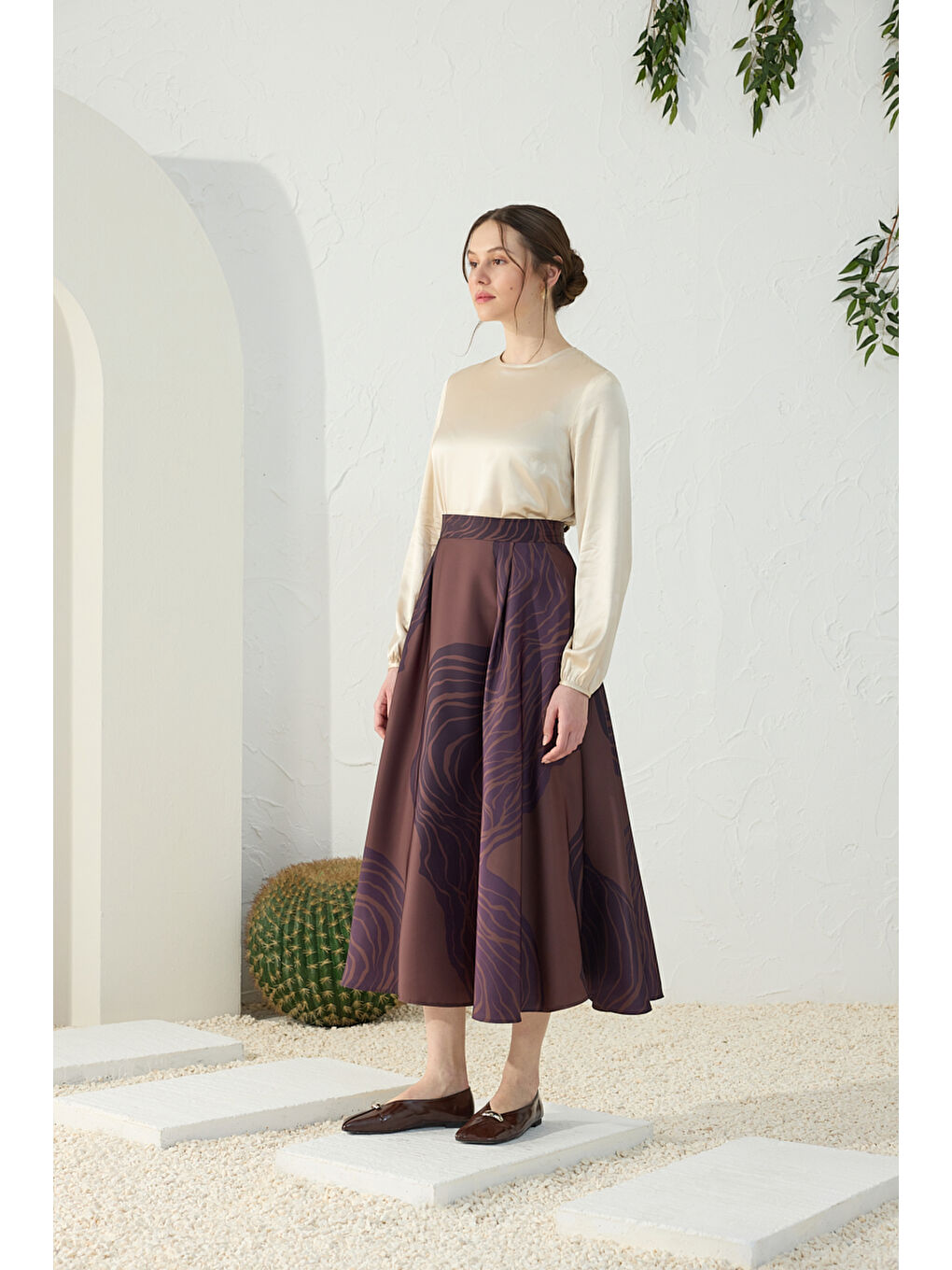 Kahverengi Desenli Etek-4