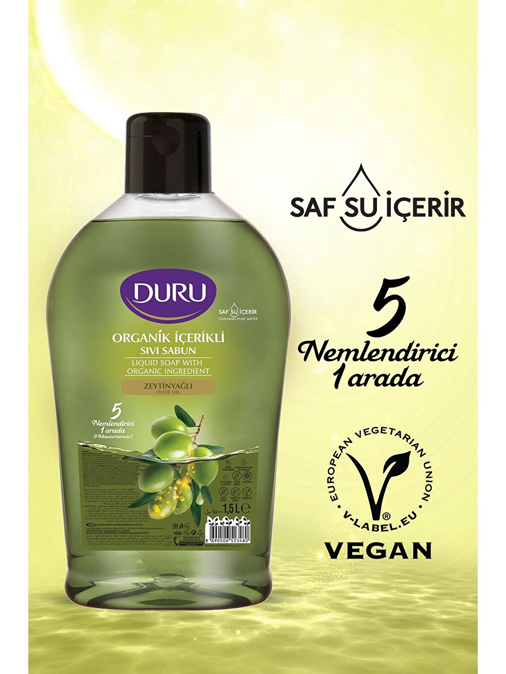 Duru Beyaz Organik Içerikli Zeytinyağlı Sıvı Sabun 1,5 1,5 500 ml - 3