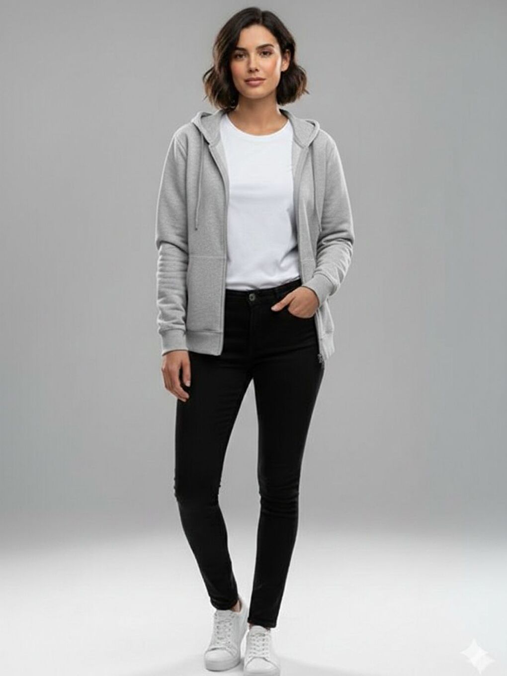 Kadın Gri Standart Kalıp Hırka