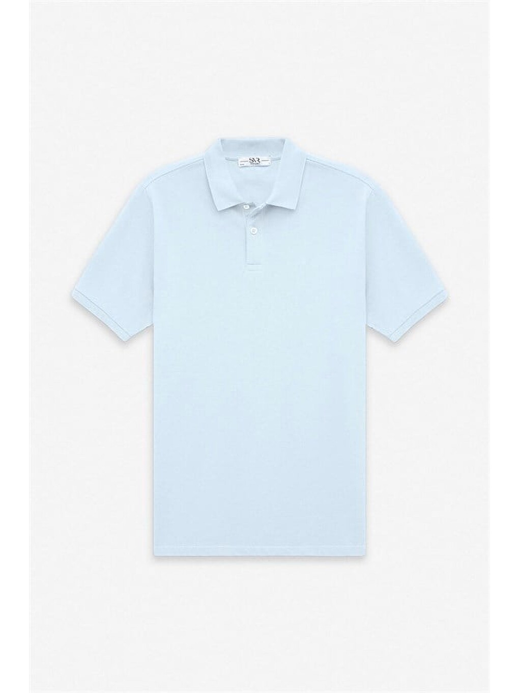 Buz Mavi Slim Düz Baskısız Pike Düğmeli Polo Yaka Tişört-5