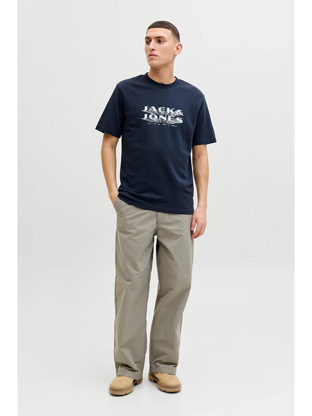 Lacivert Core Jcofusion Logo Baskılı Pamuk Karışımlı T Shirt 12289880-1