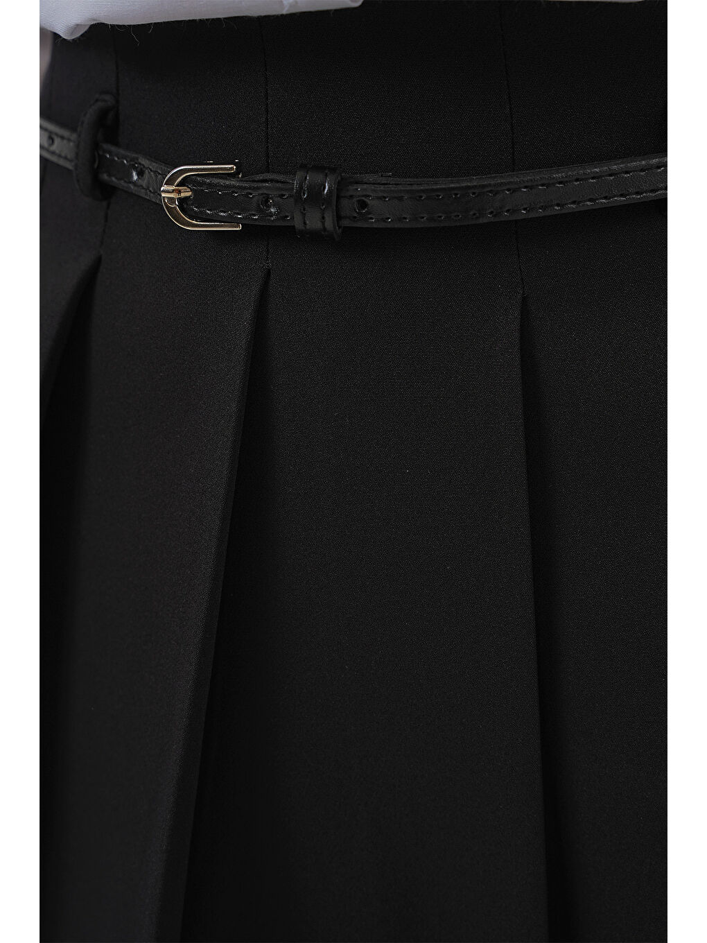 Pileli Mini Şort Etek 5336 - Siyah-5