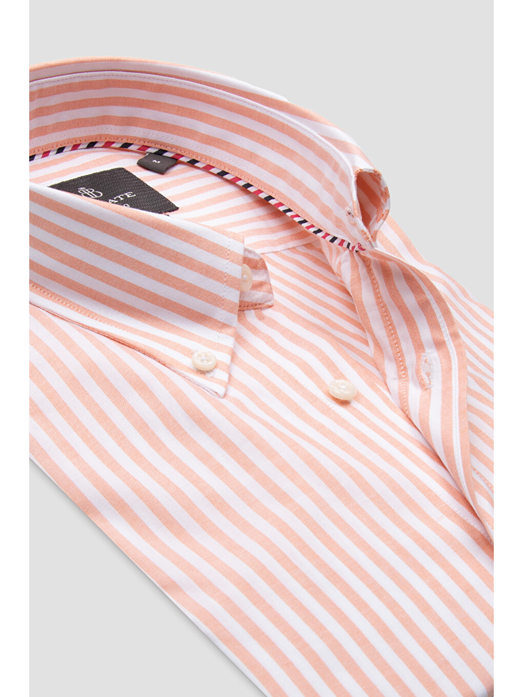 Pembe Luca Oxford Pamuklu Comfort Fit Somon Düğmeli Yaka Erkek Çizgili Gömlek-3