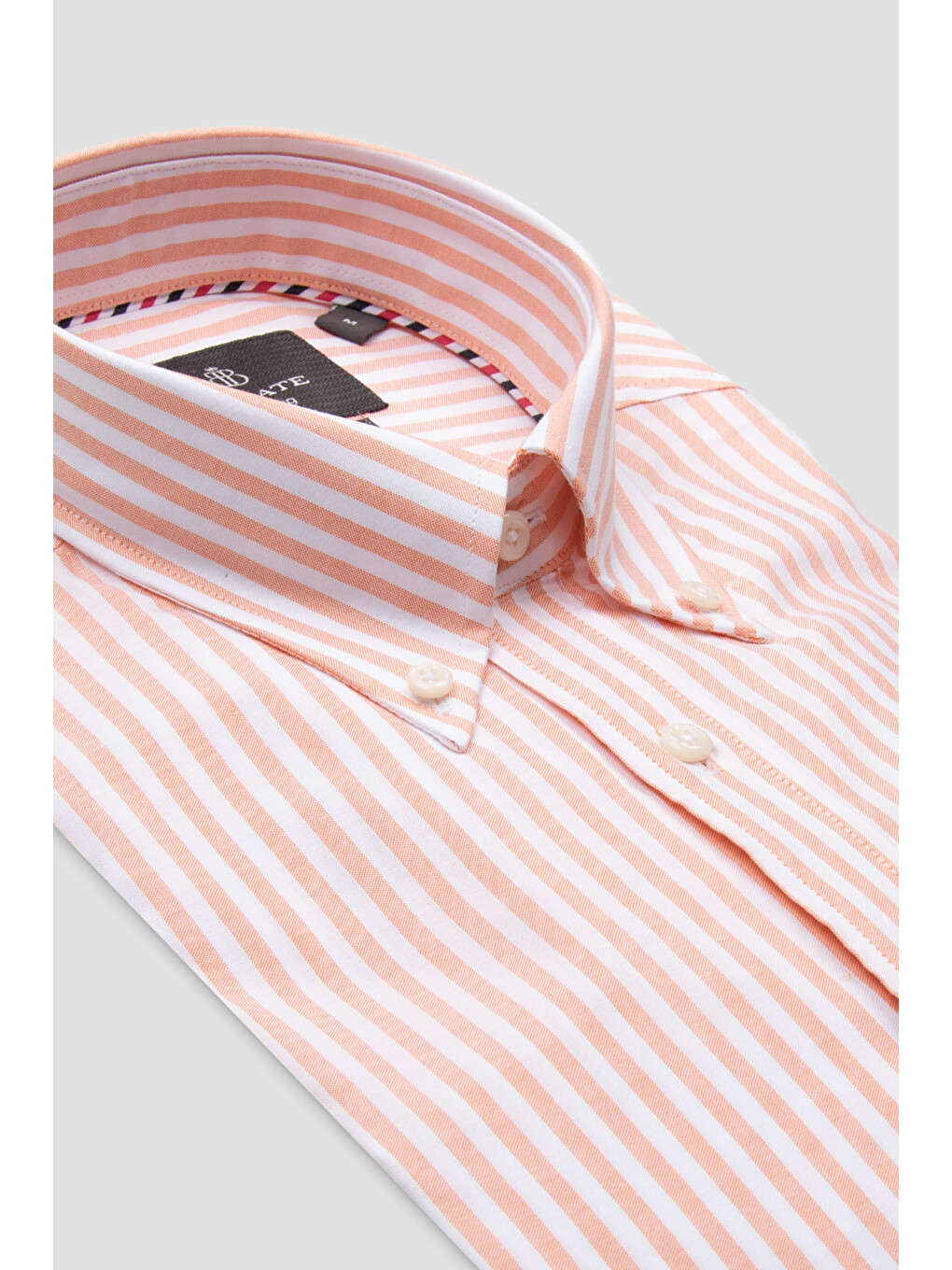 Pembe Luca Oxford Pamuklu Comfort Fit Somon Düğmeli Yaka Erkek Çizgili Gömlek-4