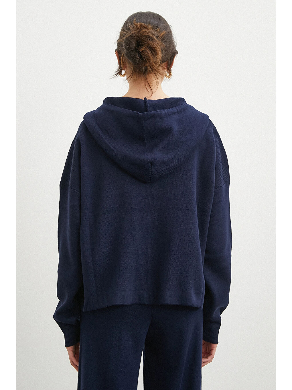 Çift Fermuarlı Kapüşonlu Pantolonlu Takım Lacivert-4