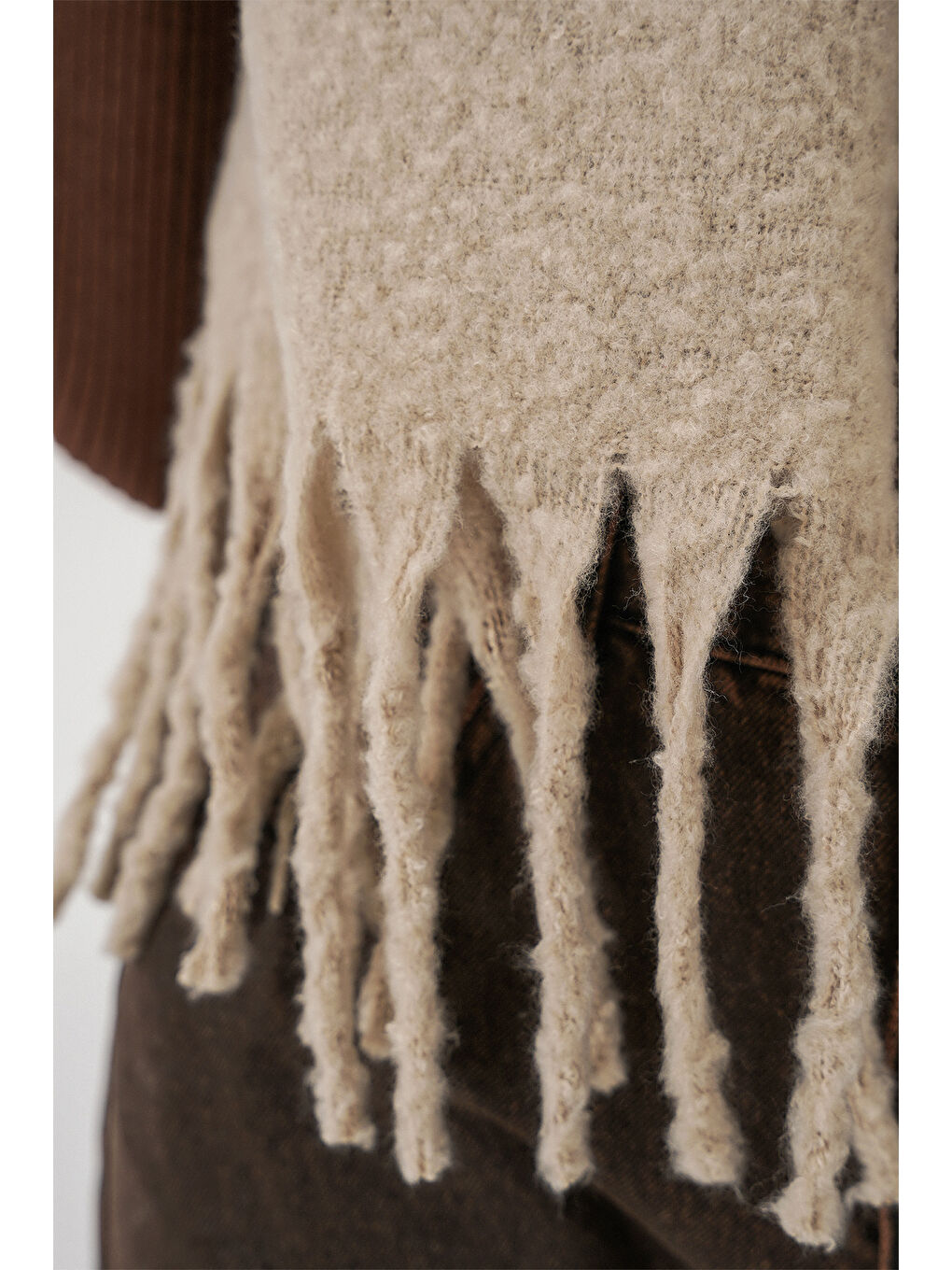 Kadın Yumuşak Dokulu Kalın Şal Atkı 15951 - A.Bej-5