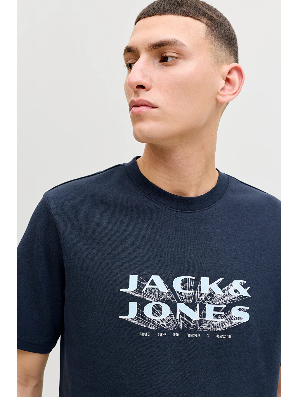 Lacivert Core Jcofusion Logo Baskılı Pamuk Karışımlı T Shirt 12289880-3