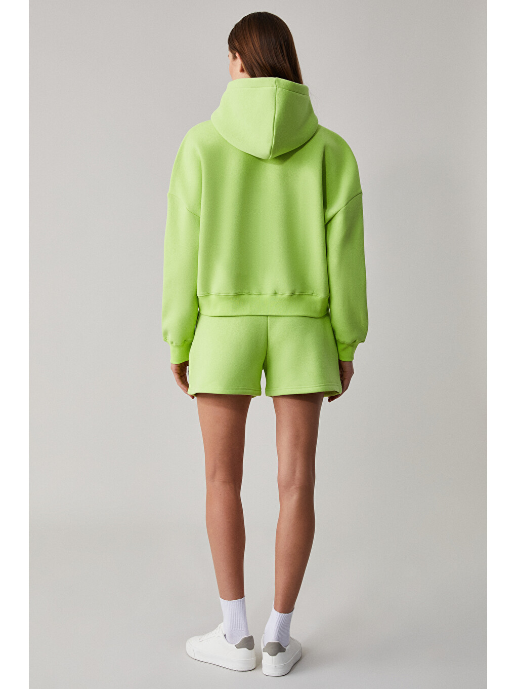 Tacna Kadın Kapüşonlu Uzun Kollu Oversize Yeşil Sweatshirt-5