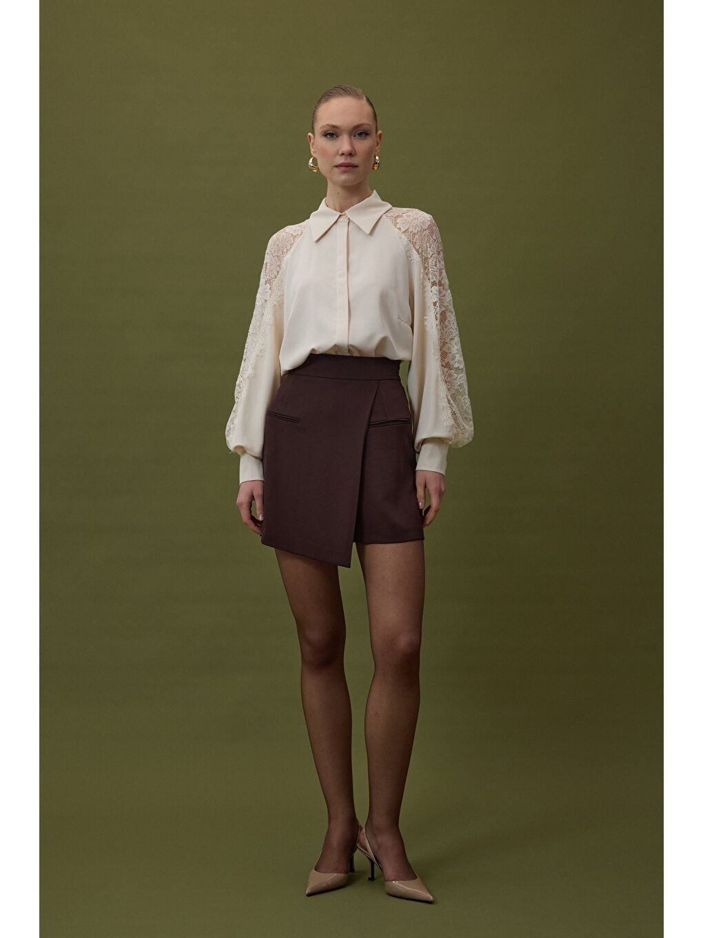 Kahverengi Talia Şort Etek - Kahve