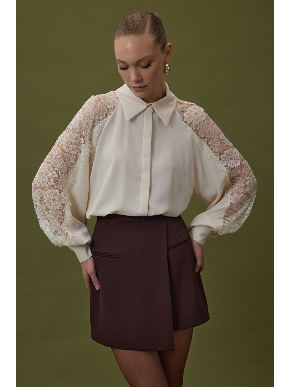 Kahverengi Talia Şort Etek - Kahve-2