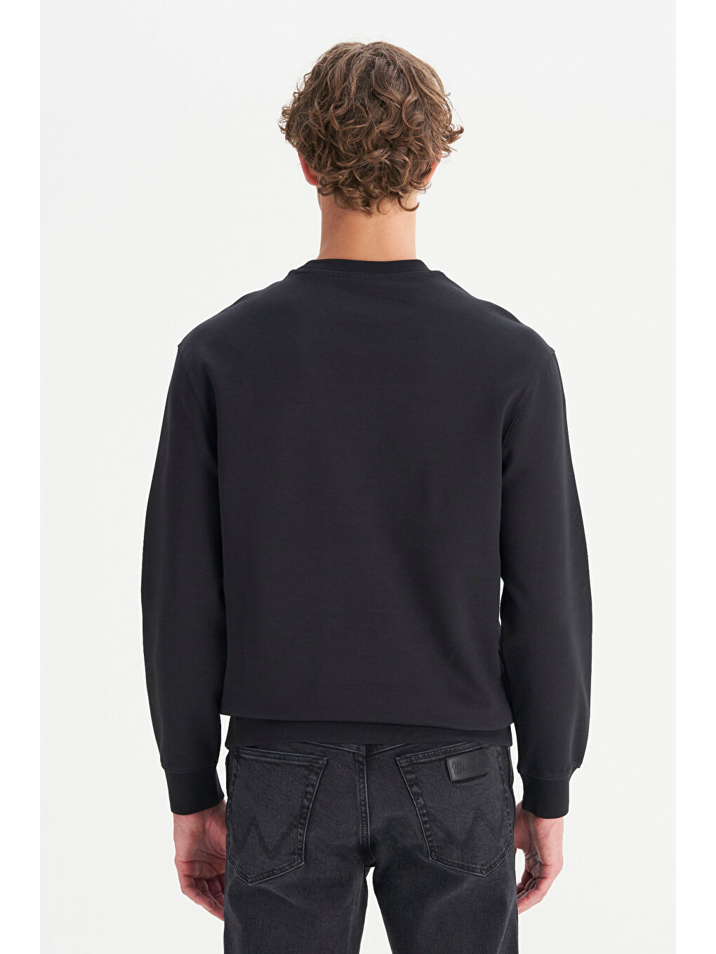 Siyah Pamuklu Regular Fit Normal Kesim Bisiklet Yaka Logo Detaylı Sweatshirt-4