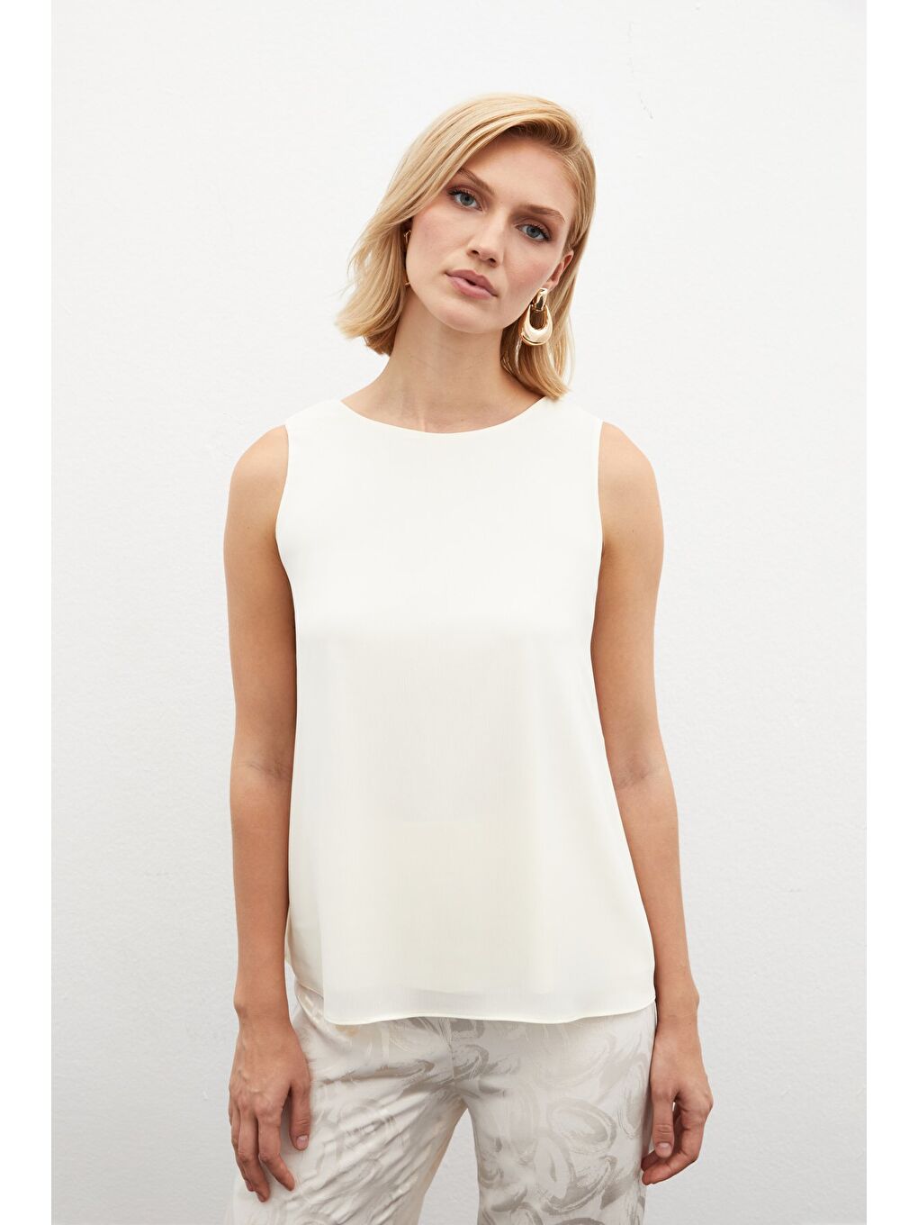 Ekru Kolsuz Salaş Bluz - Krem-3