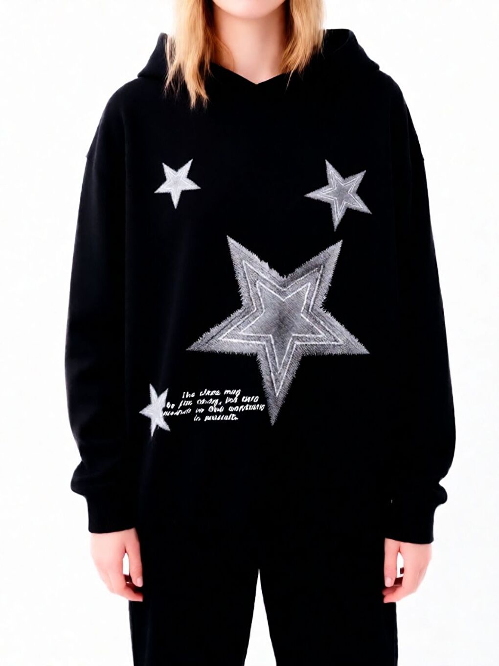 Kadın Siyah 4STAR Baskılı Oversize Sweatshirt