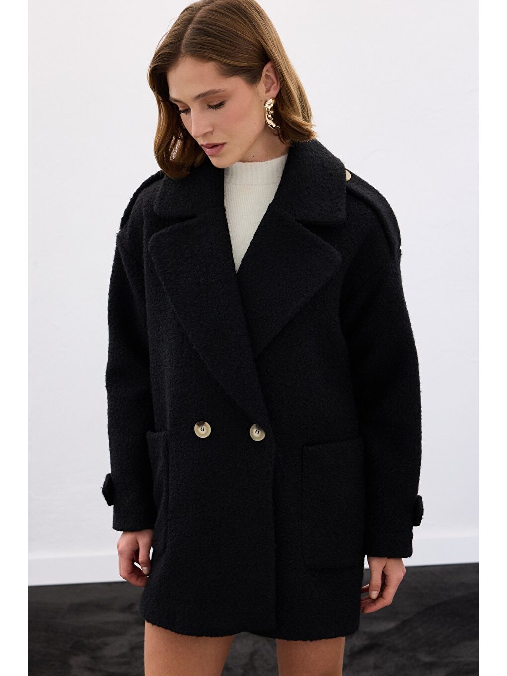 Buklet Kısa Kaban - Siyah-4