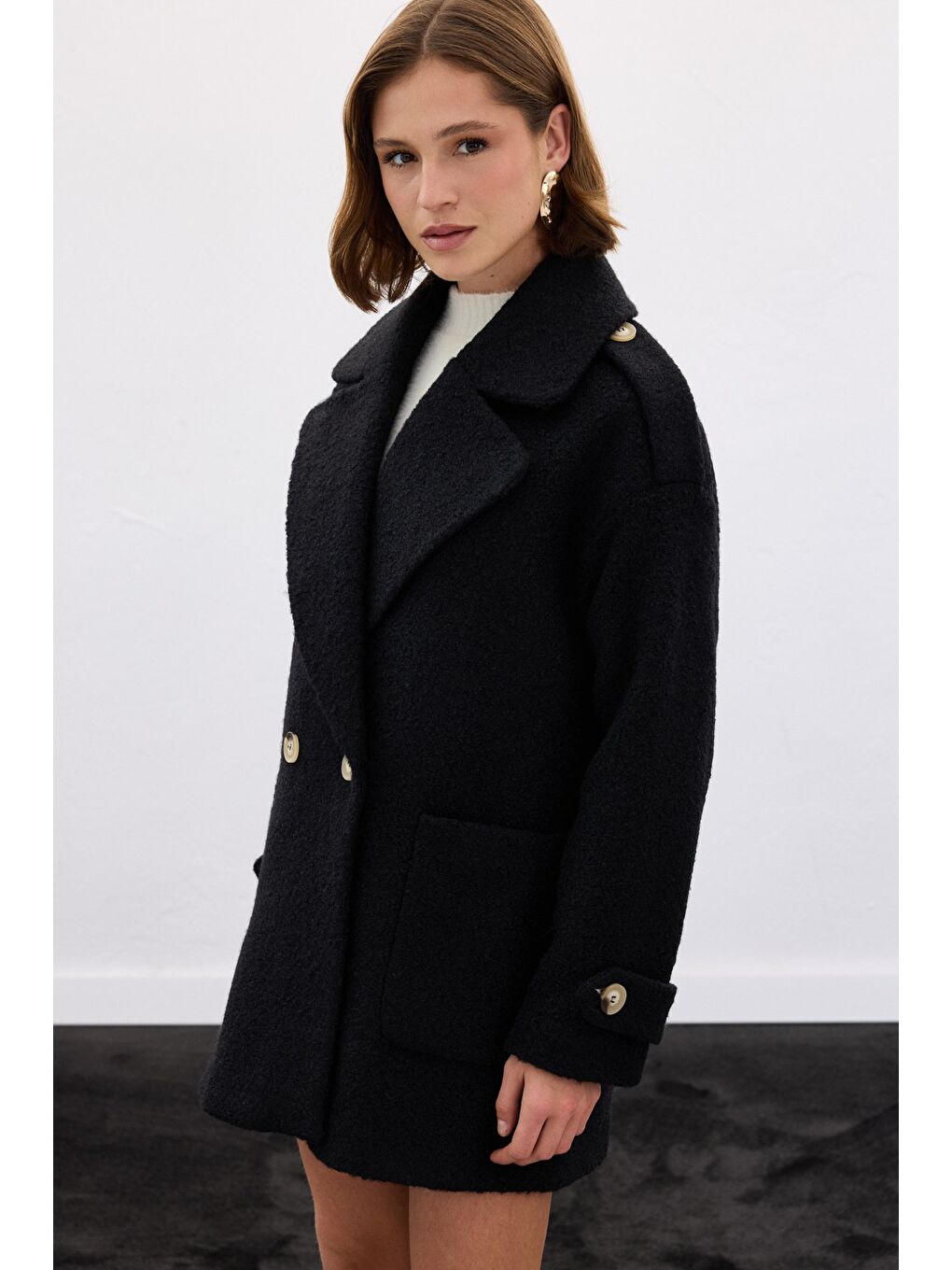 Buklet Kısa Kaban - Siyah-6