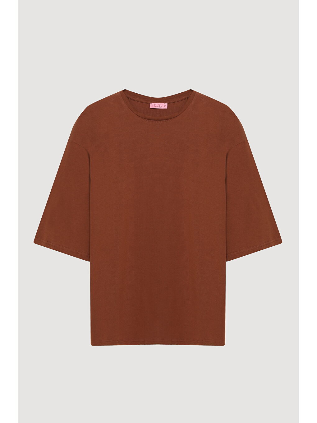 Truvakar Kol Oversize Basic Tişört 2 li Paket Bej/Kahverengi-2