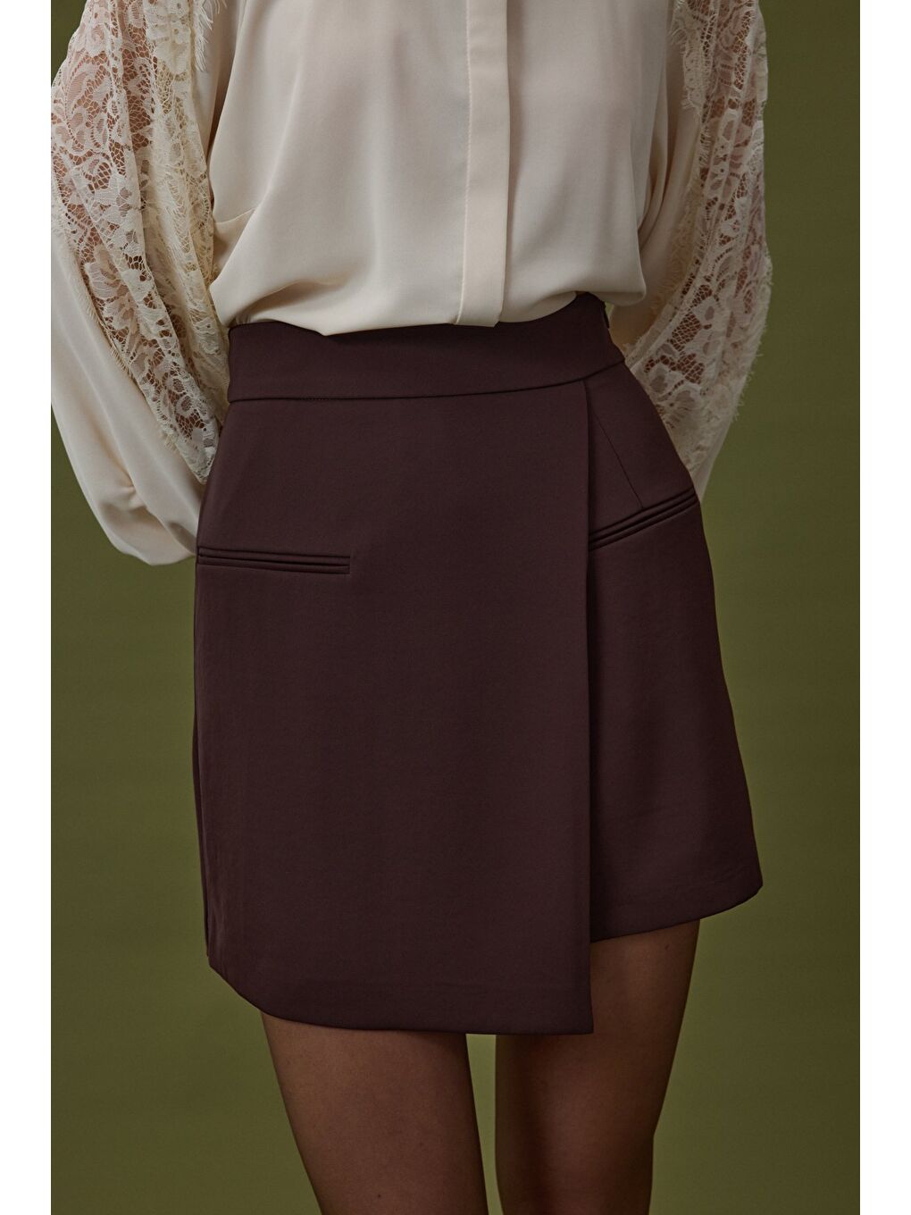 Kahverengi Talia Şort Etek - Kahve-6