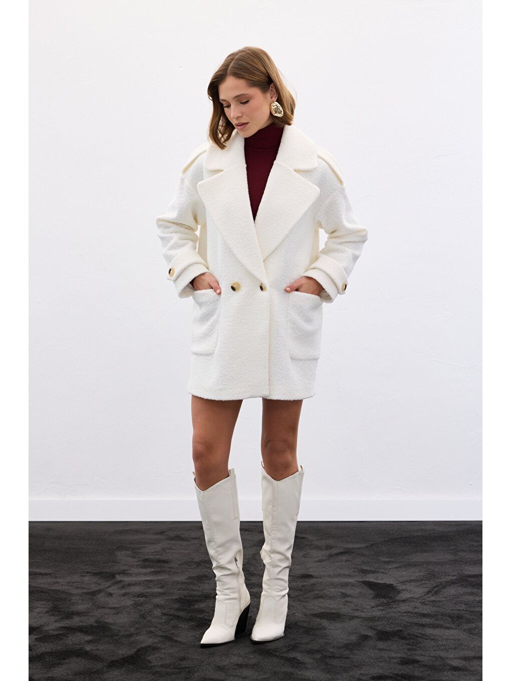 Buklet Kısa Kaban - Ekru-1