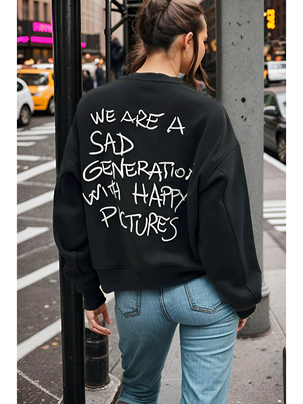 Kadın Generation Oversize Siyah Sweatshirt
