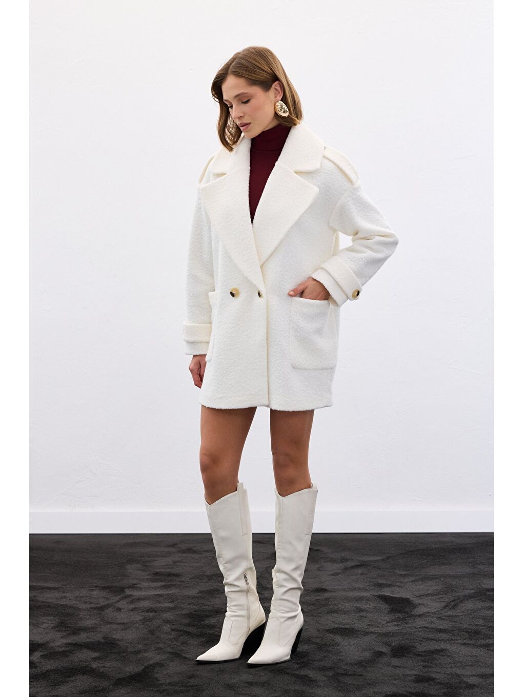 Buklet Kısa Kaban - Ekru-2