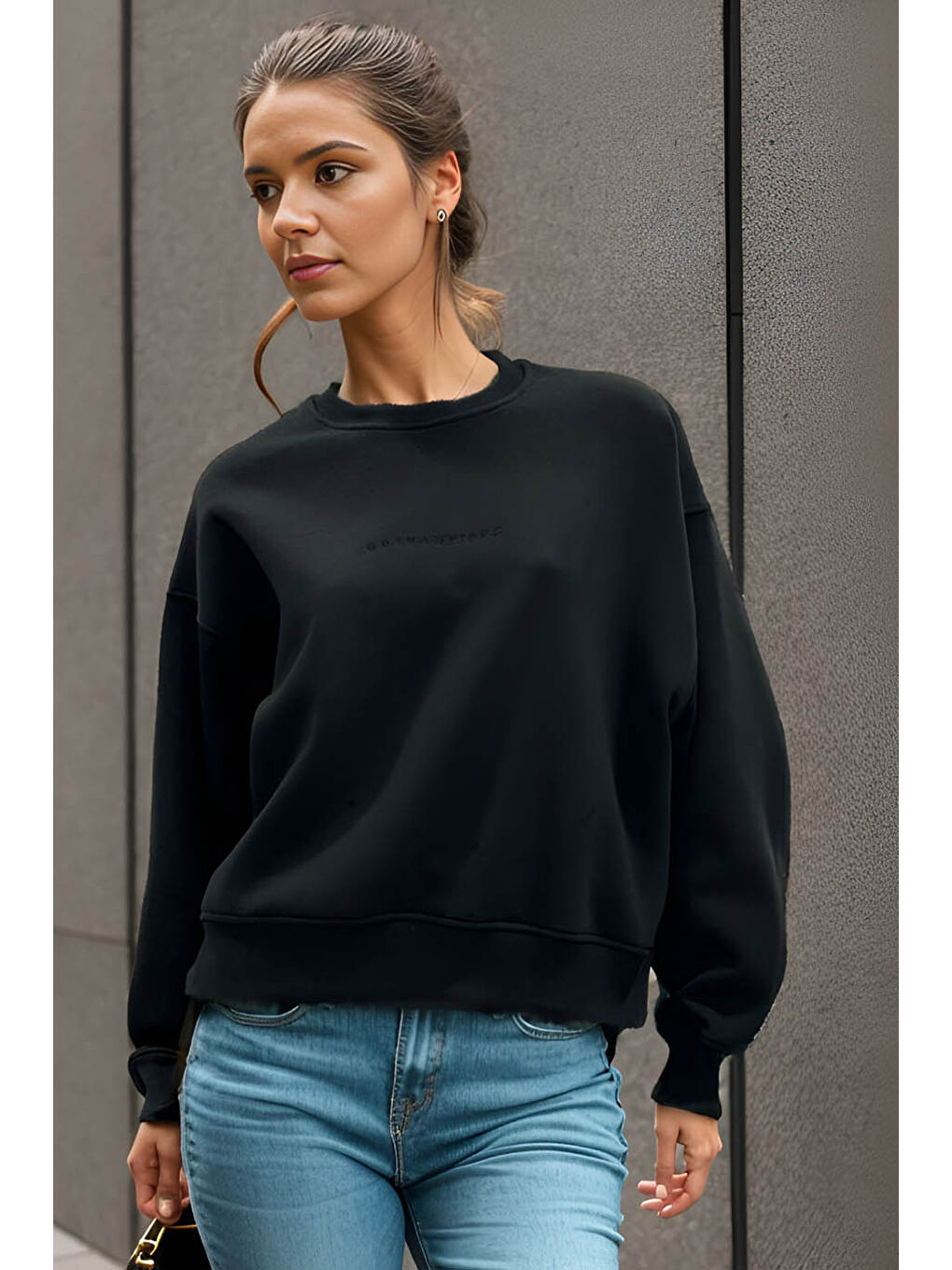 Kadın Generation Oversize Siyah Sweatshirt-1