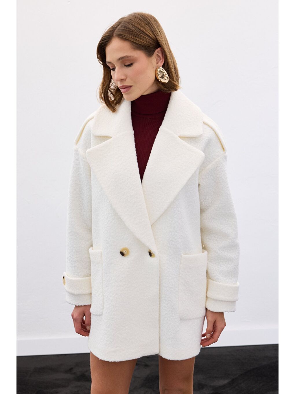 Buklet Kısa Kaban - Ekru-4