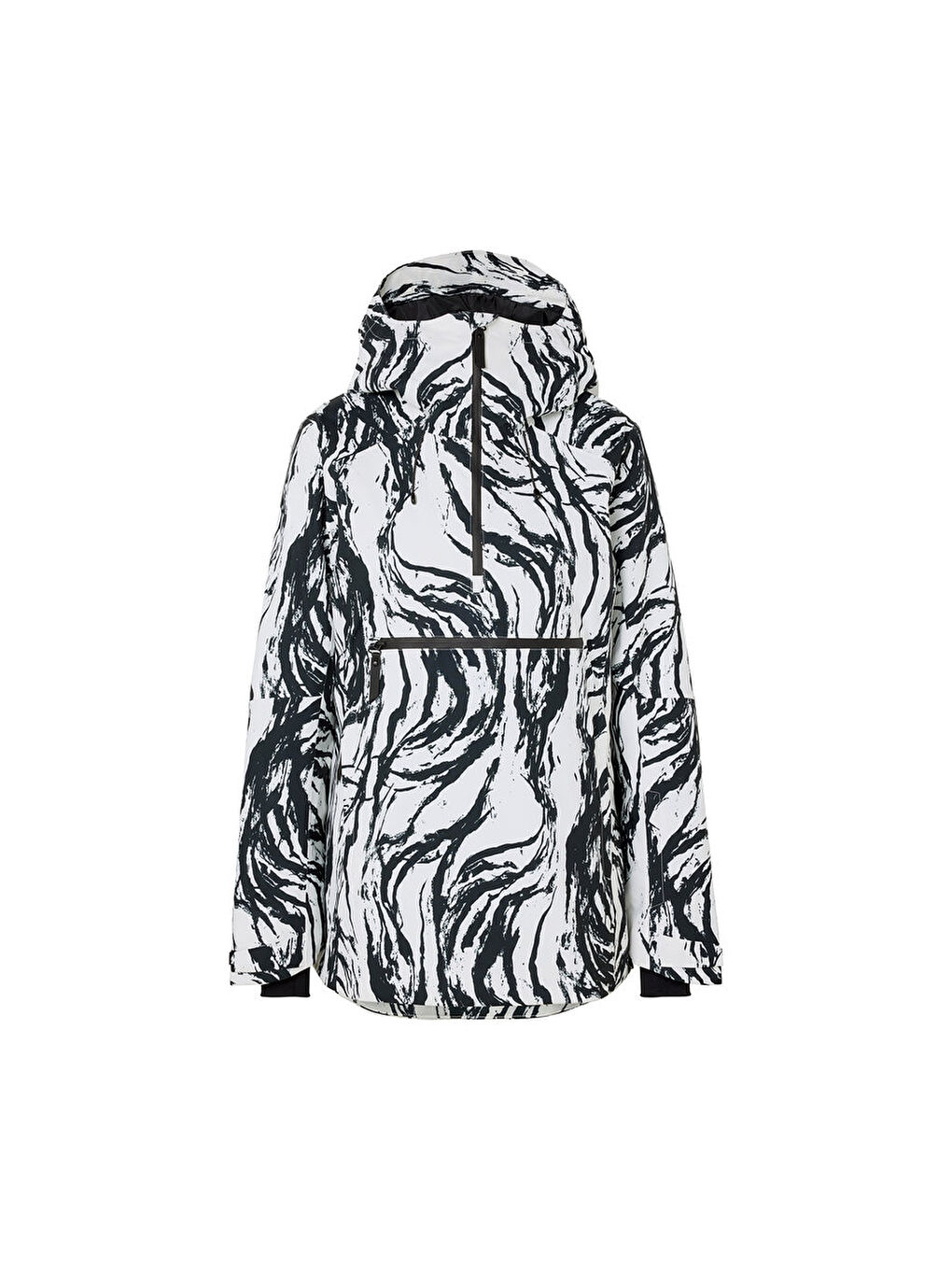 Siyah Kadın Kayak Montu, Yarım Ferm. T. Baskı-3