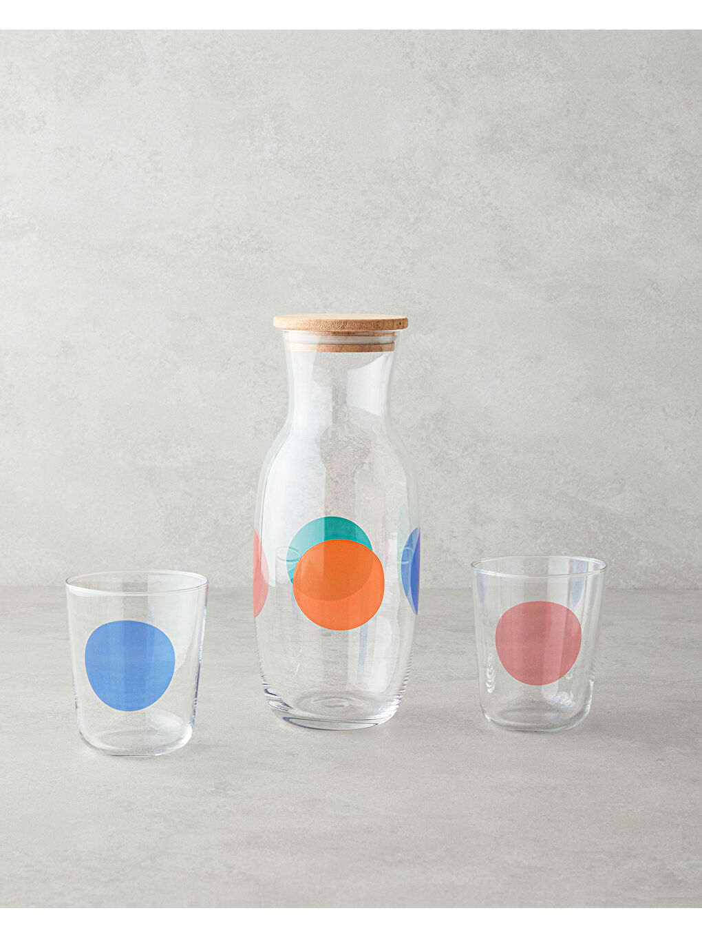 Beyaz Shinea Cam 3 Parça Su Takımı 1000 ml + 315 ml Renkli