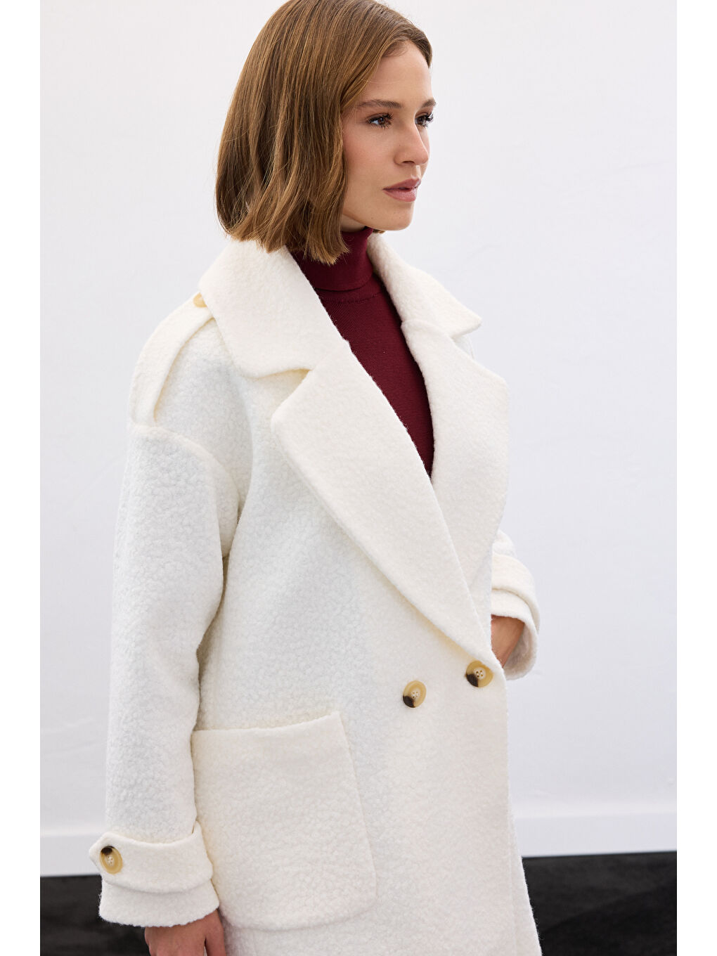 Buklet Kısa Kaban - Ekru-5