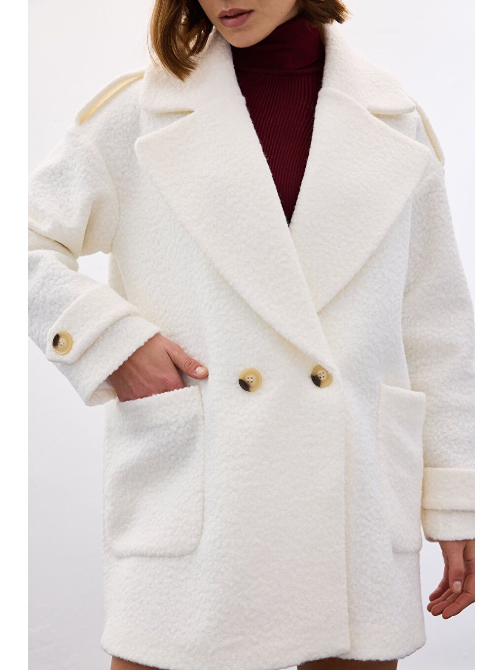 Buklet Kısa Kaban - Ekru-6