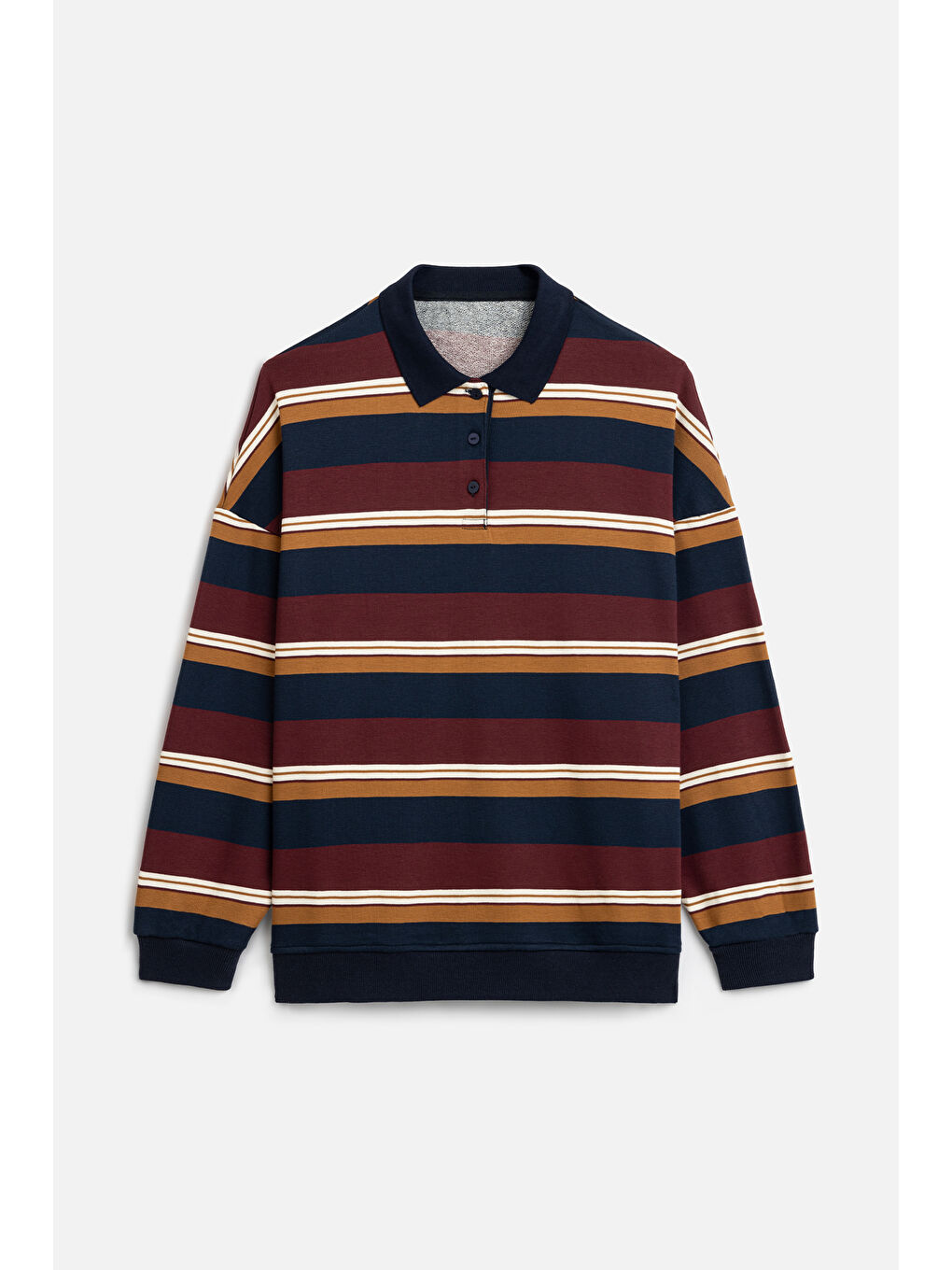 Polo Yaka Oversıze Sweatshırt Bordo-1