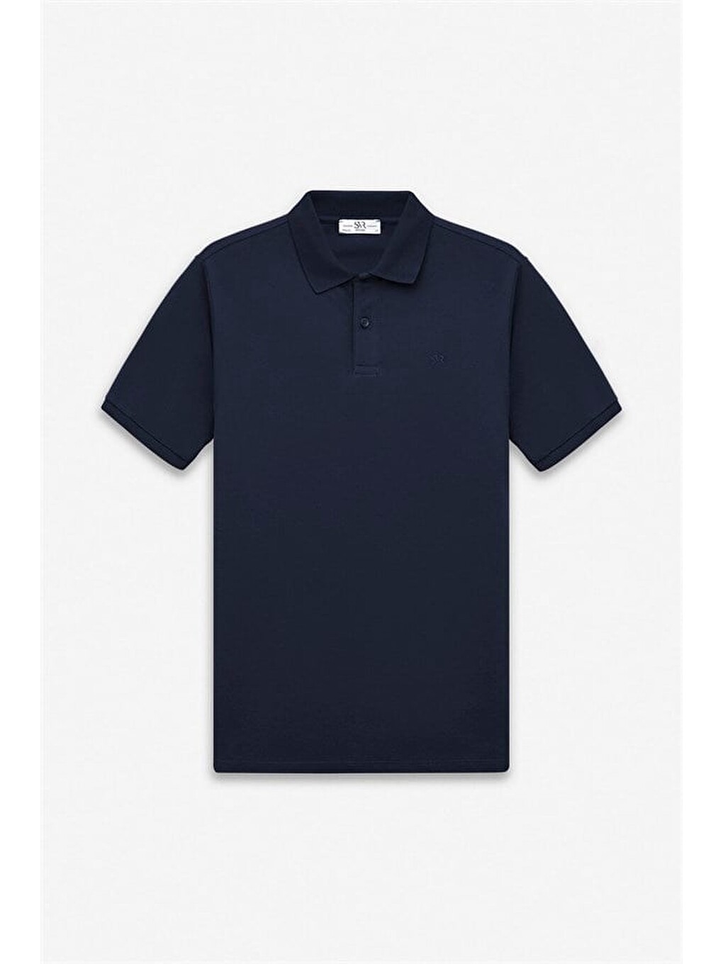 Lacivert Regular Düz Nakışlı Pike Düğmeli Polo Yaka Tişört-5