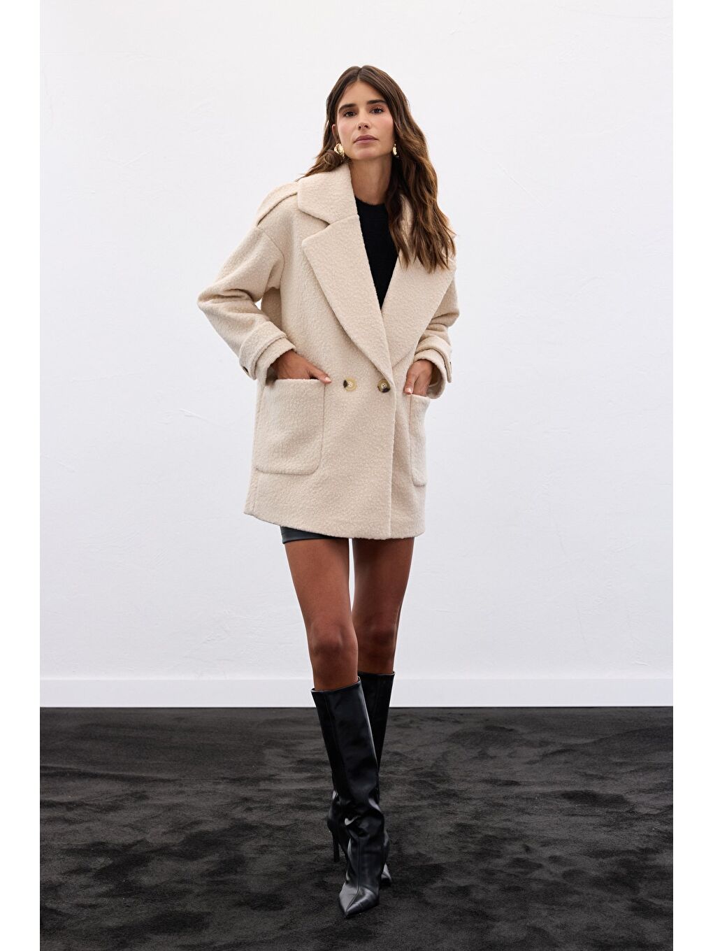 Buklet Kısa Kaban - Bej-1