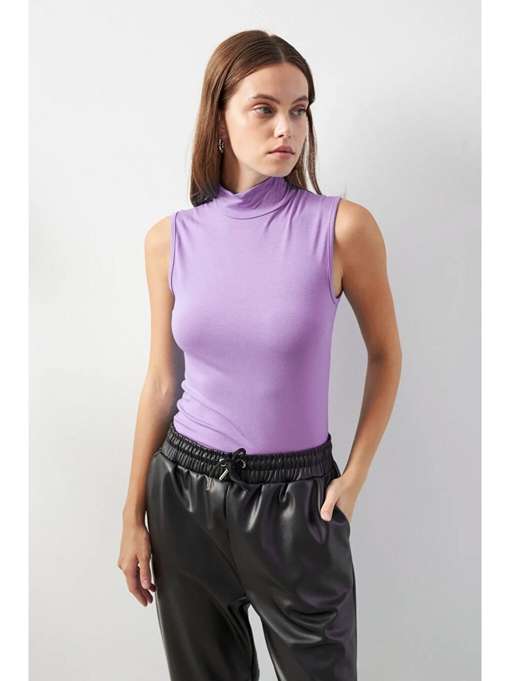 Kadın Lila Kolsuz Bluz