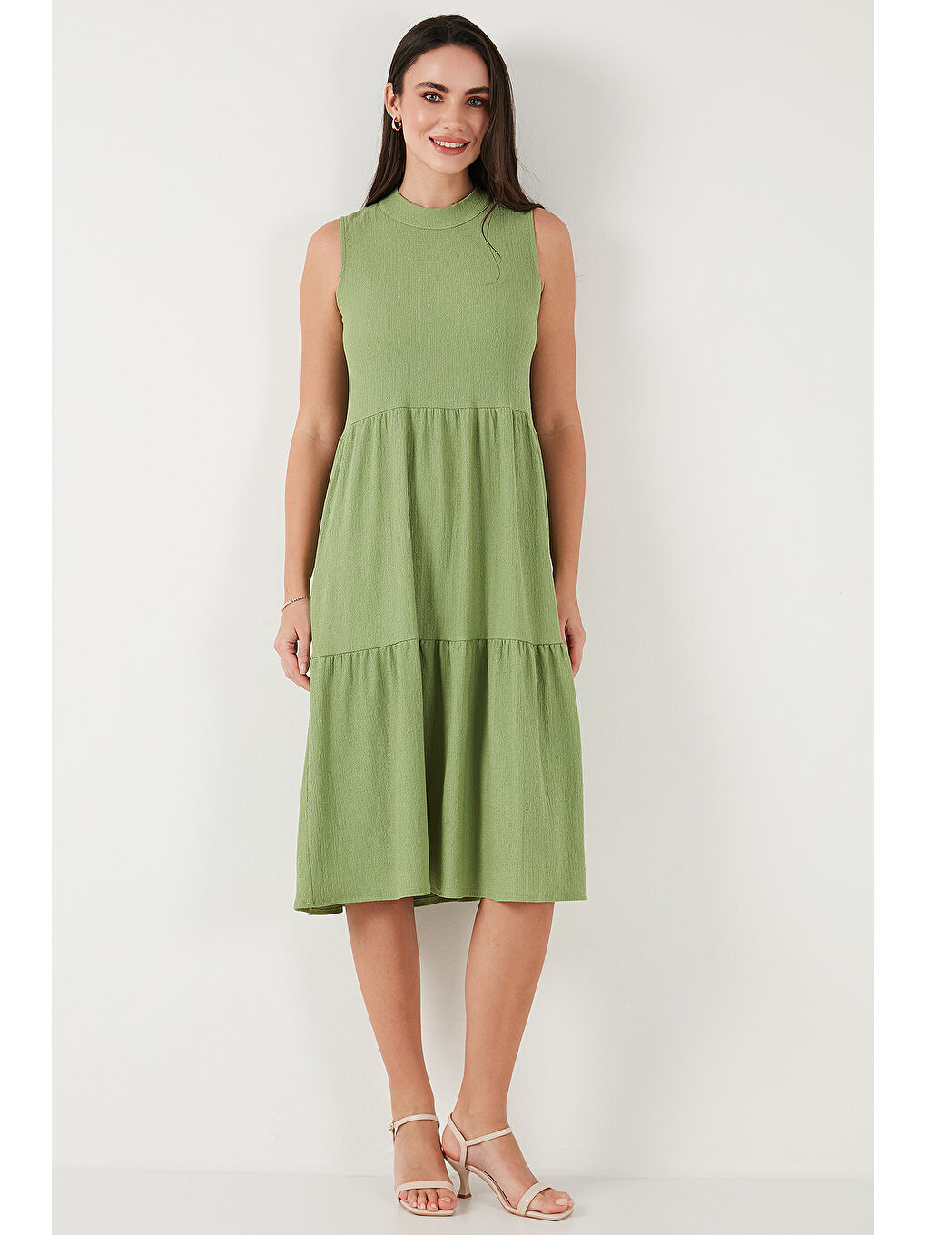 Yeşil Regular Fit Kolsuz Midi Elbise 5869008-3