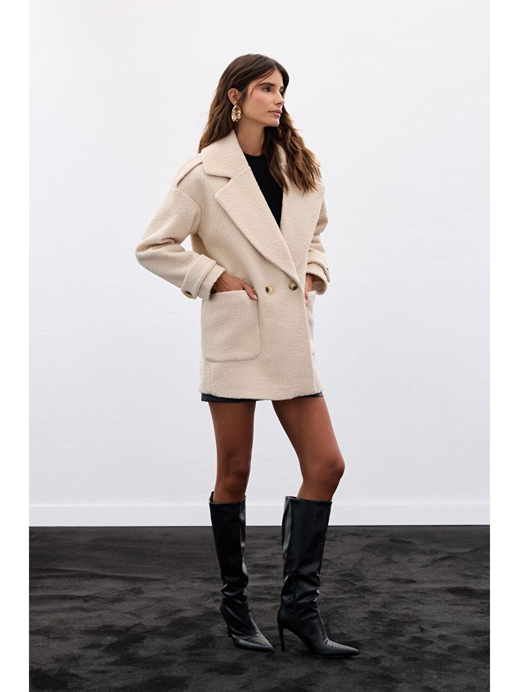 Buklet Kısa Kaban - Bej-2