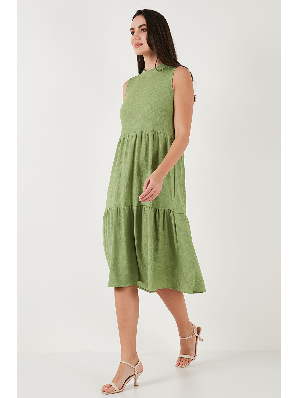 Yeşil Regular Fit Kolsuz Midi Elbise 5869008-4