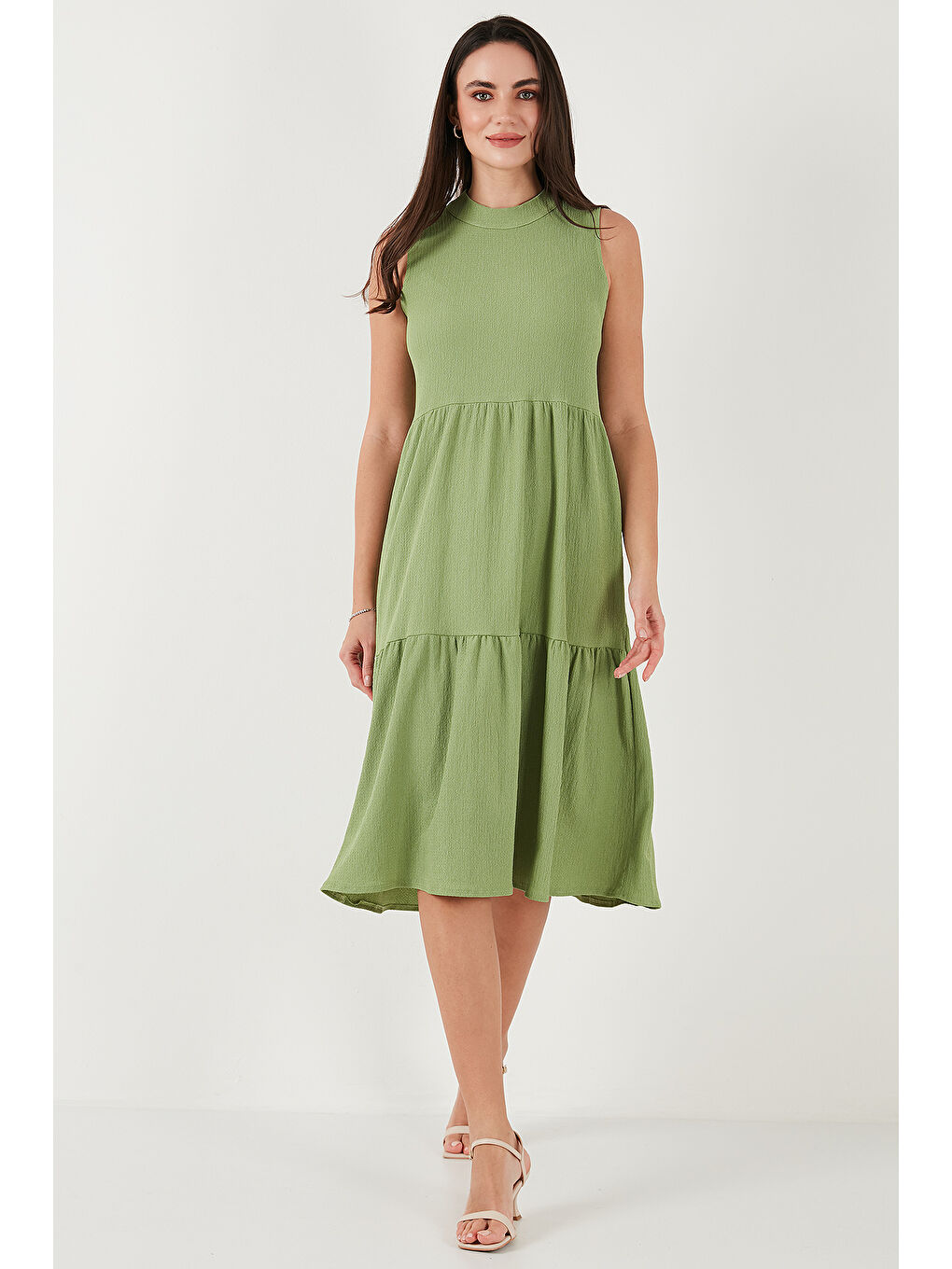 Yeşil Regular Fit Kolsuz Midi Elbise 5869008-5