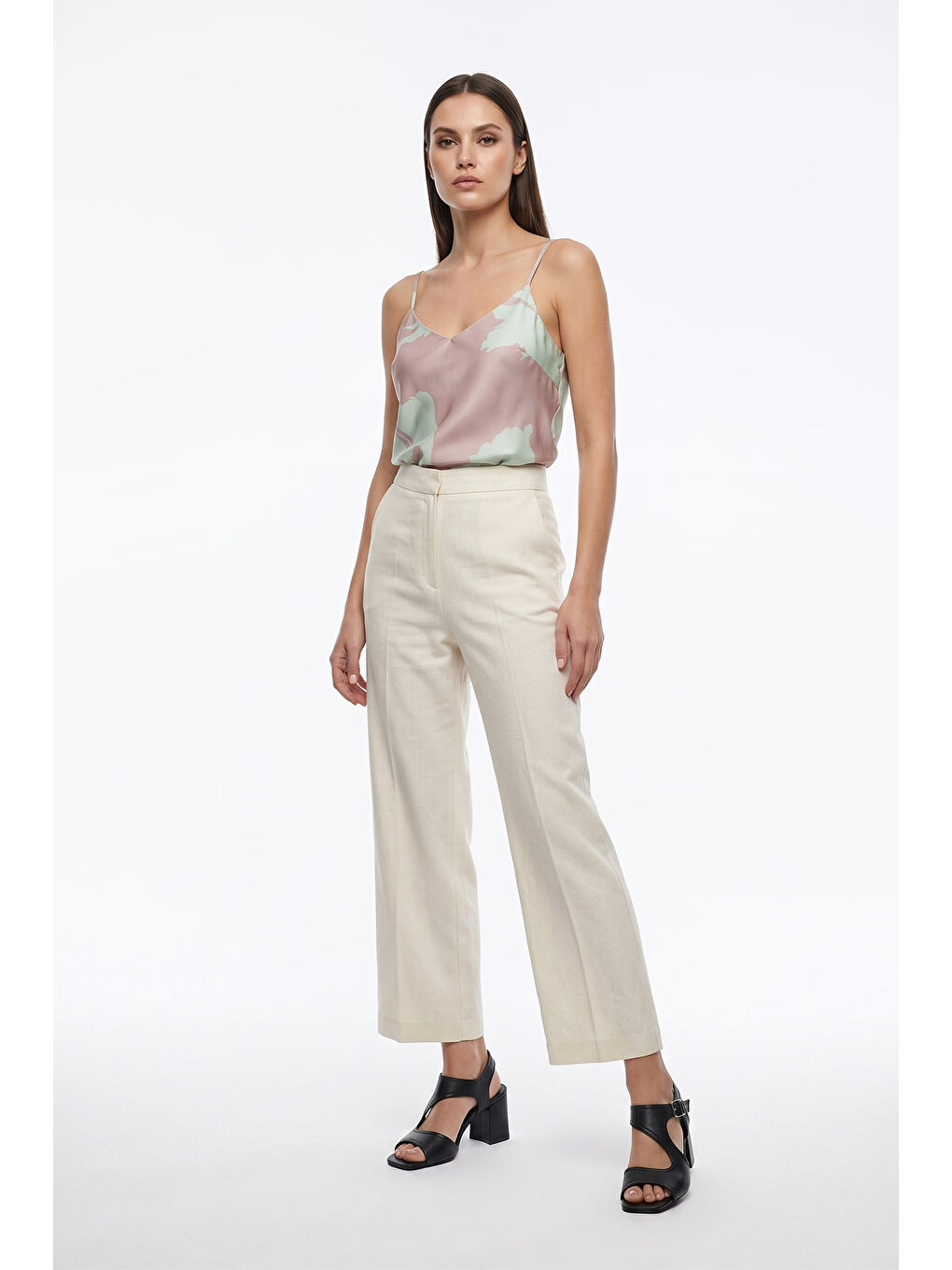 Siyah Kadın SİYAH Kalın Topuklu Arkası Açık Hakiki Deri Sandalet-2