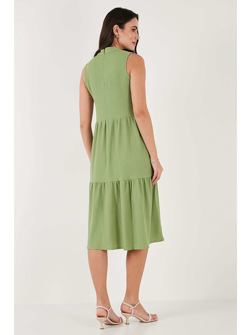 Yeşil Regular Fit Kolsuz Midi Elbise 5869008-6