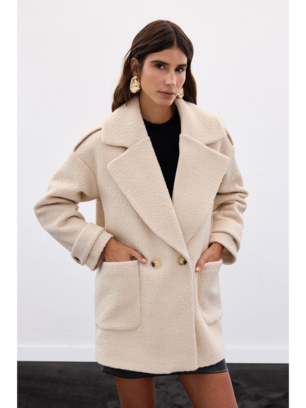 Buklet Kısa Kaban - Bej-4