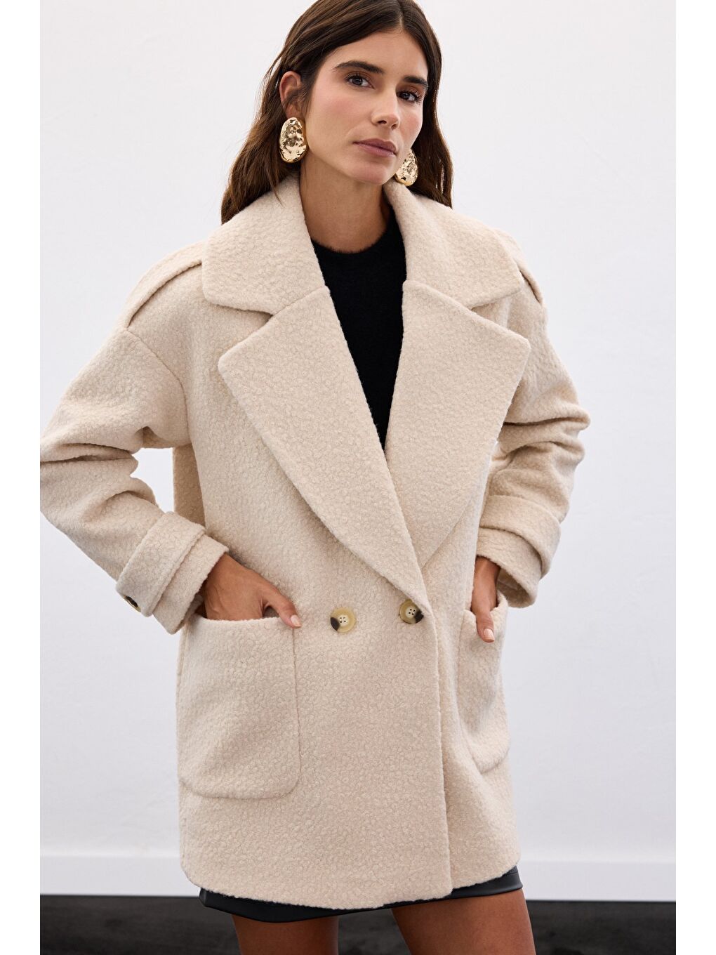 Buklet Kısa Kaban - Bej-5