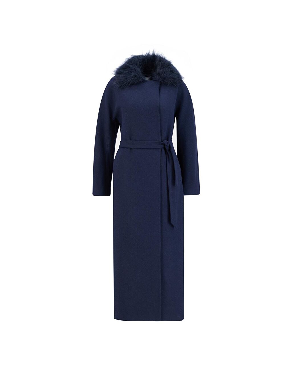 Seyyar Kürklü Bütün Kol Manto 24K8105 Lacivert-4